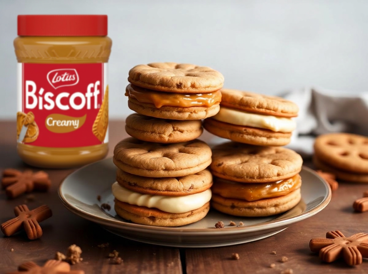 Biscuiți sandwich cu cremă Lotus Biscoff – rețetă cu produse Alla Corporation