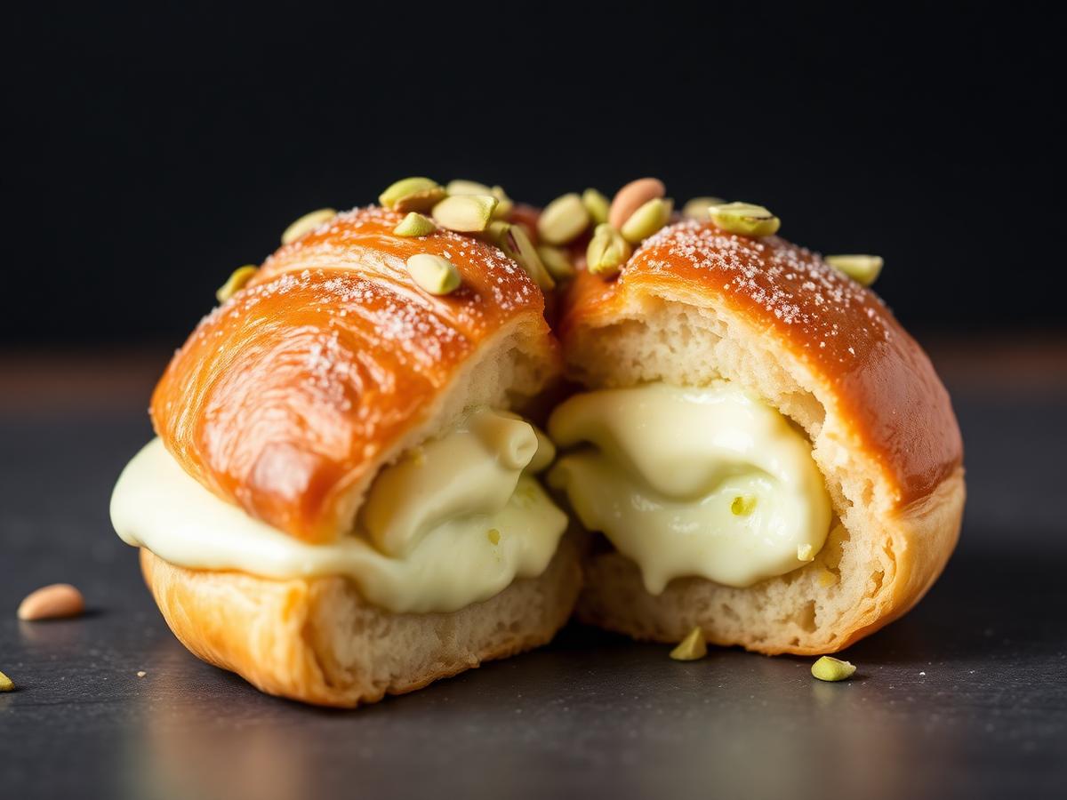 Croissant umplut cu cremă de fistic – rețetă cu produse Alla Corporation