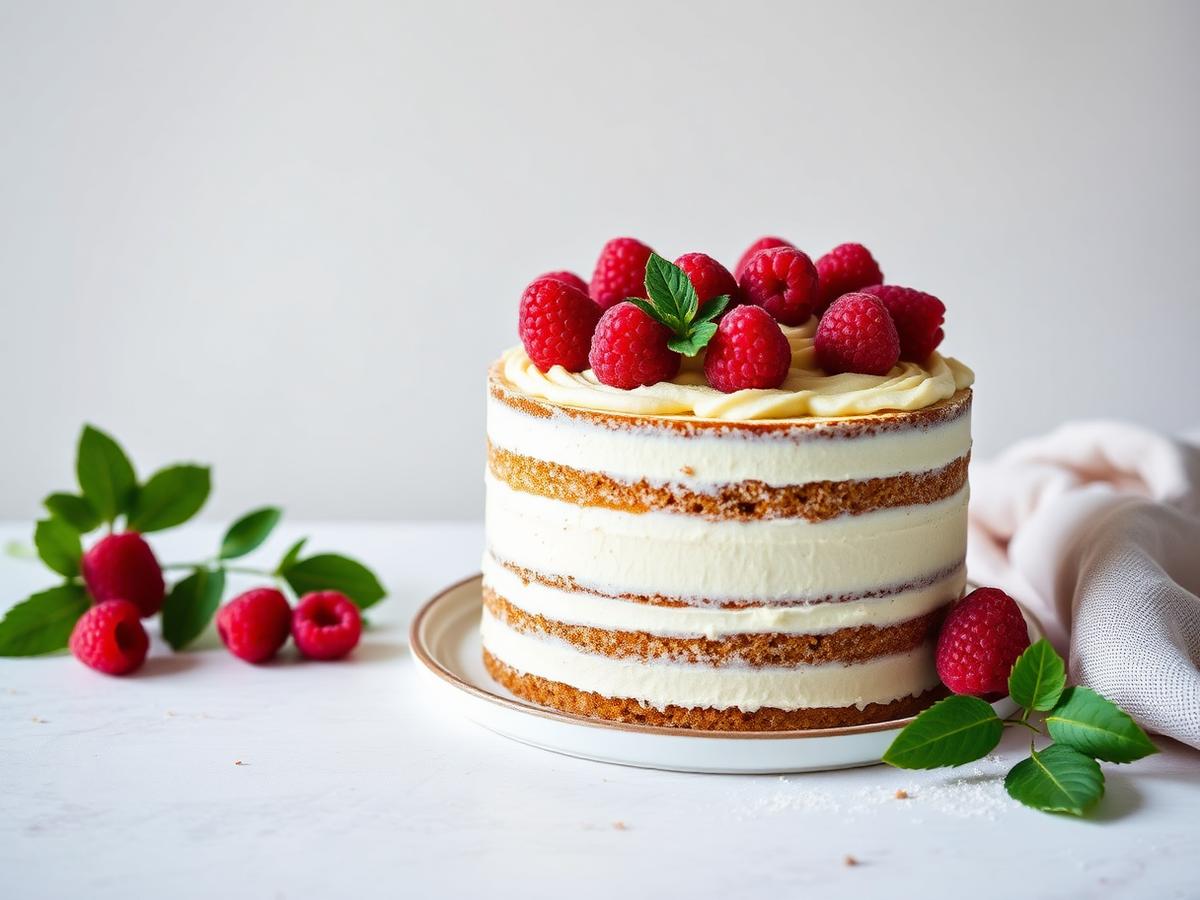 Tort cu cremă de fistic și zmeură – rețetă cu produse Alla Corporation
